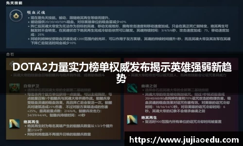 DOTA2力量实力榜单权威发布揭示英雄强弱新趋势